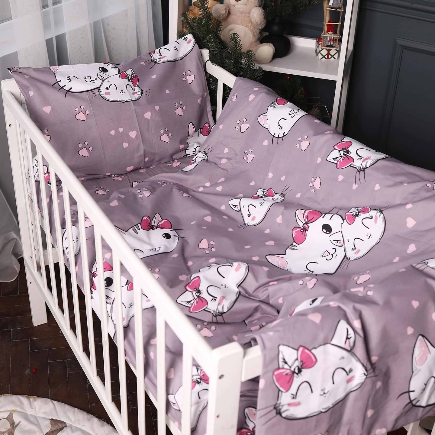 Комплект постільної білизни MirSon Kids Time 17-0691 Cat with a paw 160x220 см Бязь (2200010456219)